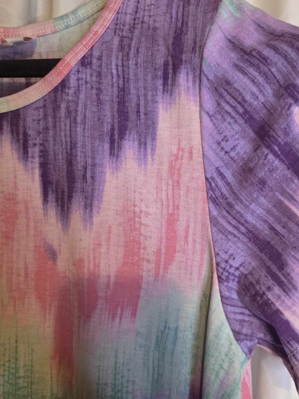 LulaRoe Pastel Tie-Dye Short Sleeve Dress - Pink, Purple & Mint Size S - Picture 4 of 6